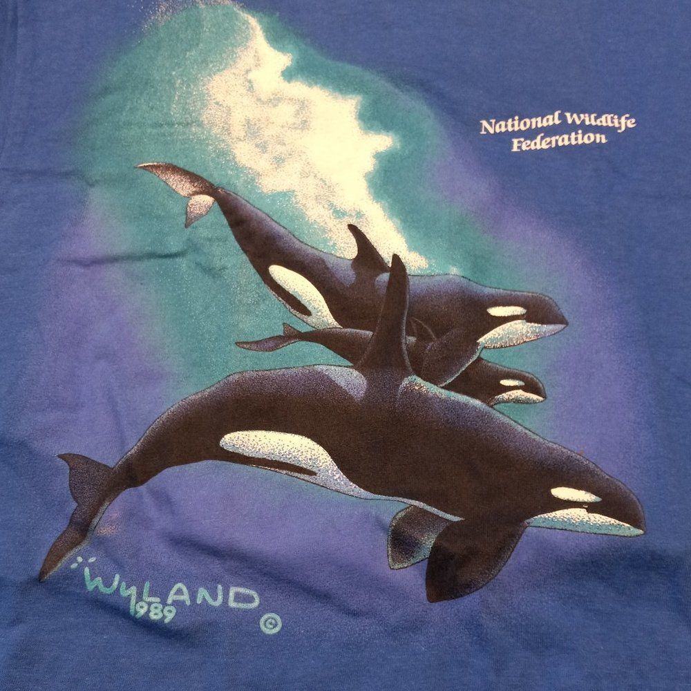 Vintage 1989 Wyland, Swimming Killer Wales  Single stitched